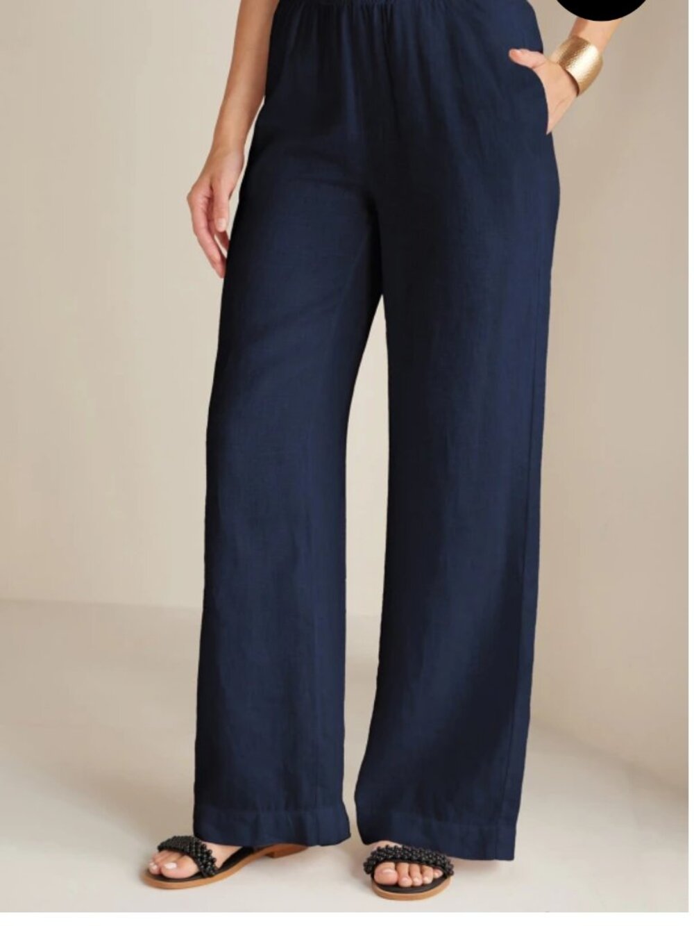 100% linen navy  Soft Surroundings pants size small NWT